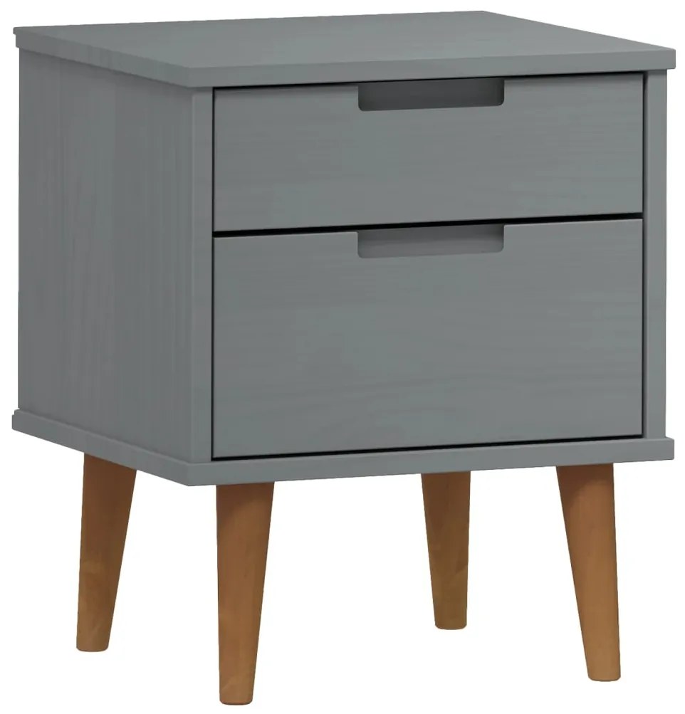 vidaXL Κομοδίνο MOLDE Γκρι 40 x 35 x 48 εκ. από Μασίφ Ξύλο Πεύκου