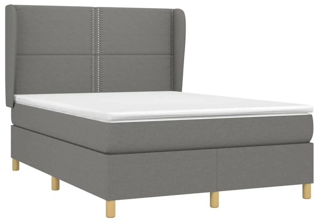 ΚΡΕΒΑΤΙ BOXSPRING ΜΕ ΣΤΡΩΜΑ ΣΚΟΥΡΟ ΓΚΡΙ 140X200 ΕΚ ΥΦΑΣΜΑΤΙΝΟ 3128446