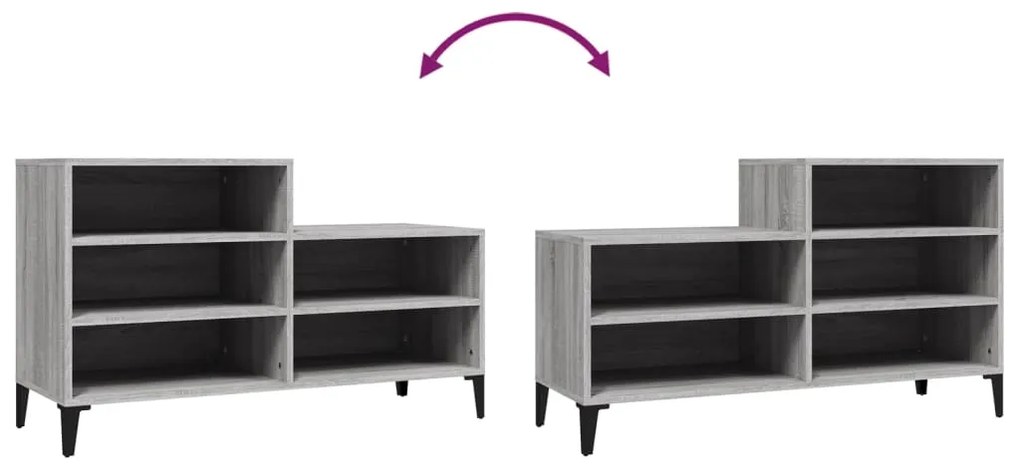 vidaXL Παπουτσοθήκη Γκρι Sonoma 102x36x60 εκ. από Επεξεργασμένο Ξύλο