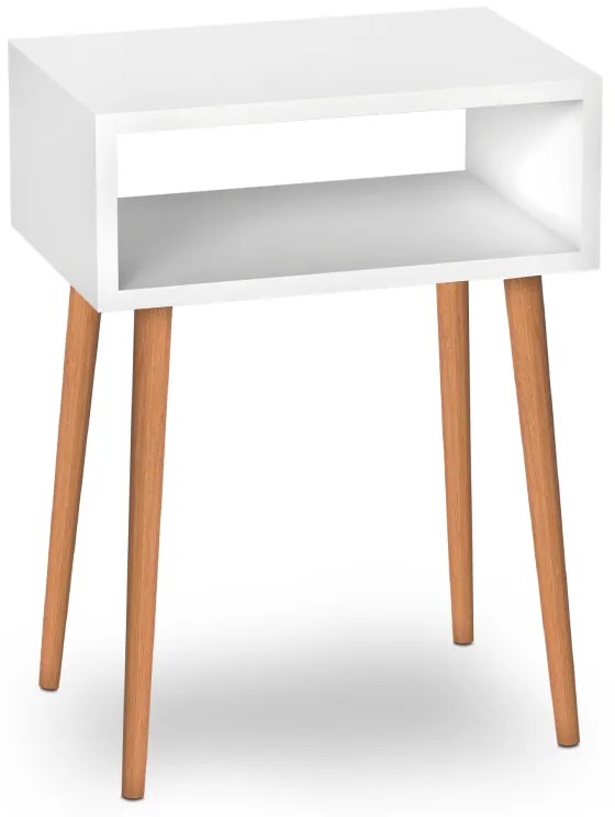 Κομοδίνο Fiona από μελαμίνη - οξιά χρώμα λευκό 55x35x58εκ. - 0117662