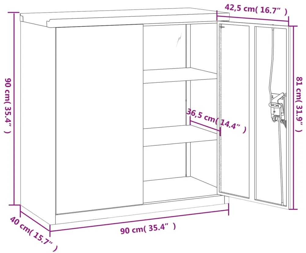 Αρχειοθήκη Λευκή 90 x 40 x 90 εκ. από Ατσάλι - Λευκό