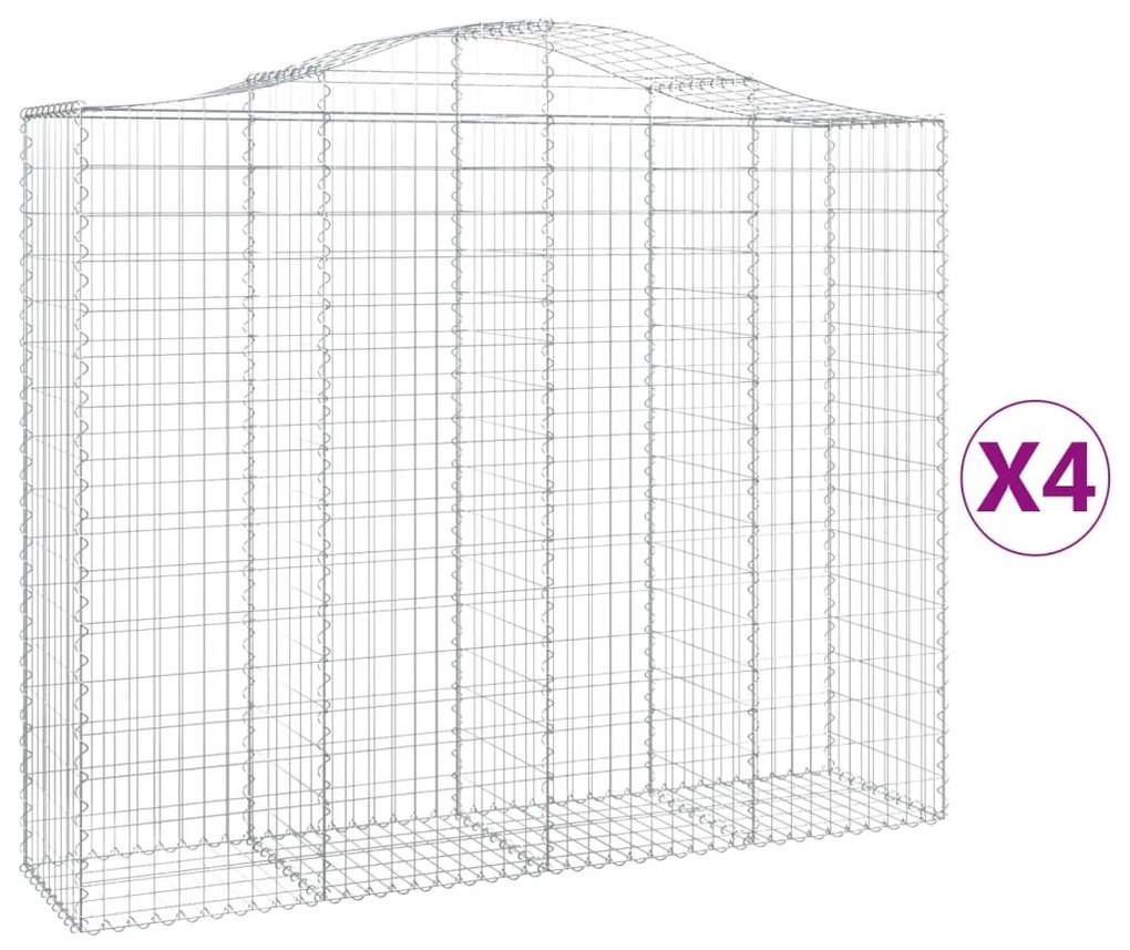 vidaXL Συρματοκιβώτια Τοξωτά 4 τεμ. 200x50x160/180 εκ. Γαλβαν. Ατσάλι