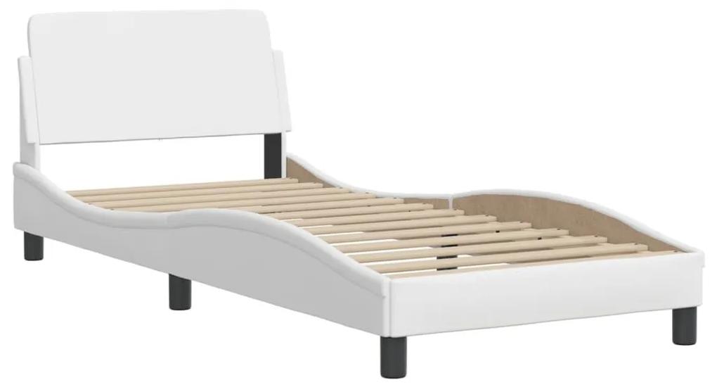 Κρεβάτι με Στρώμα Λευκό 90x200 εκ. από Συνθετικό Δέρμα - Λευκό