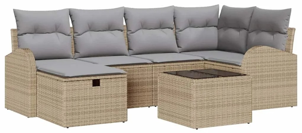 vidaXL Σετ Καναπέ Κήπου 7 pcs μπεζ και ανοιχτό γκρι 234 x 124 x 85 εκ