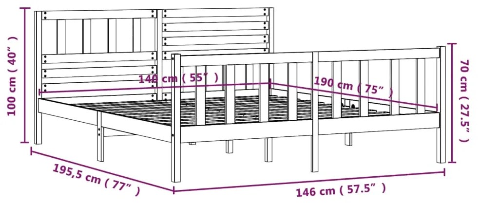 ΠΛΑΙΣΙΟ ΚΡΕΒΑΤΙΟΥ ΜΑΥΡΟ 140 X 190 ΕΚ. ΑΠΟ ΜΑΣΙΦ ΞΥΛΟ ΠΕΥΚΟΥ 3101133