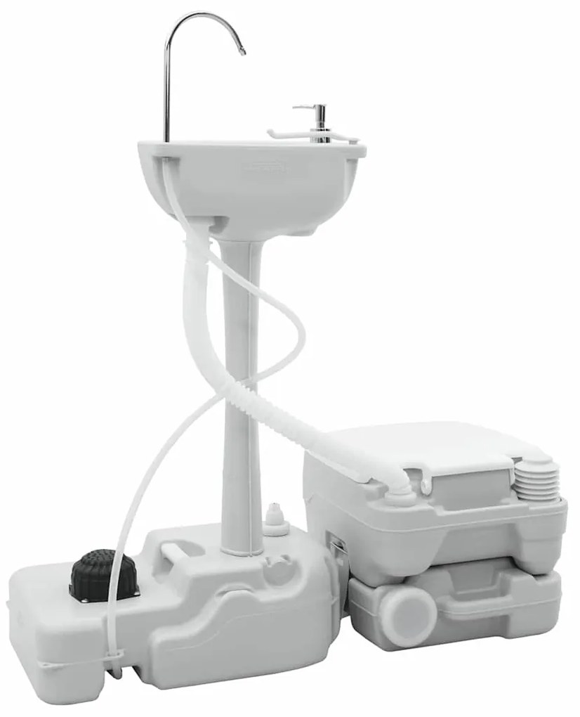 vidaXL Τουαλέτα Κάμπινγκ 2 pcs Γκρι και Λευκό 50.5 x 33 x 103 εκ