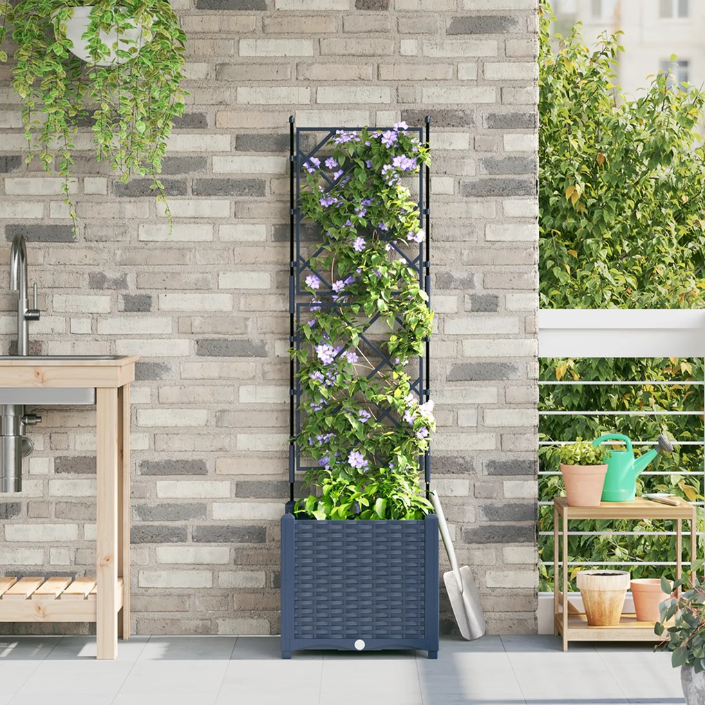 vidaXL Γλάστρα Κήπου με Πλέγμα Γκρι 40x40x143 εκ