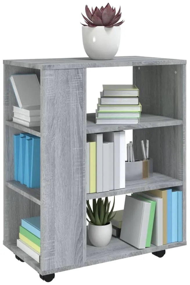 vidaXL Ντουλάπι Με Ροδάκια Γκρι Sonoma 60 x 35 x 75 εκ. Επεξεργ. Ξύλο