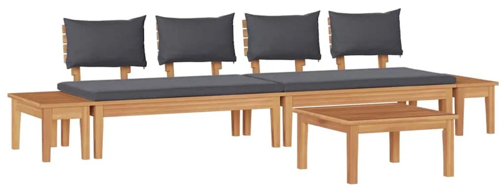 vidaXL Σετ Παγκάκι Κήπου 5 pcs Καφέ, Γκρί Πολυ rattan, βαμμένο ατσάλι