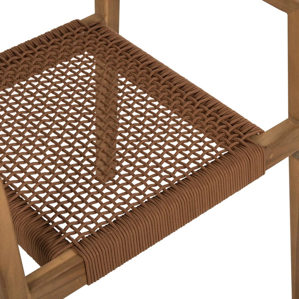 Πολυθρόνα CHARLOTTE Ξύλο Teak Φυσικό και Καφέ Σχοινί 59x54x83Y εκ. 59x54x83 εκ.