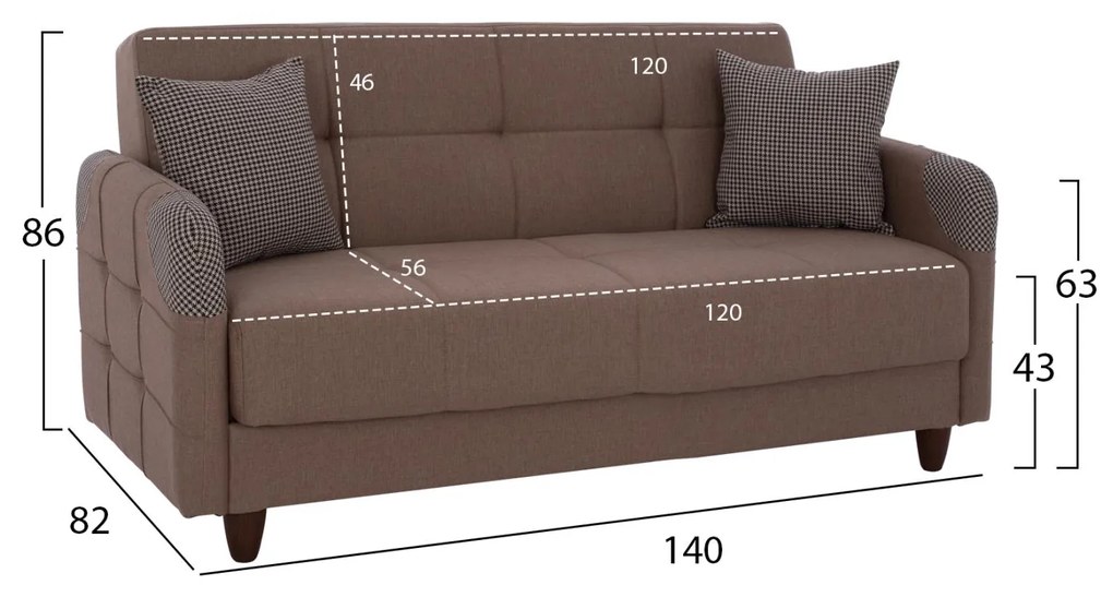 Καναπές - Κρεβάτι Sanna 2θέσιος Μπέζ 140x82x86 εκ. 140x82x86 εκ.