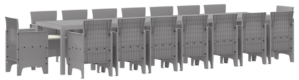 vidaXL Σετ Τραπεζαρίας Κήπου 17 pcs Ανοιχτό γκρι Large