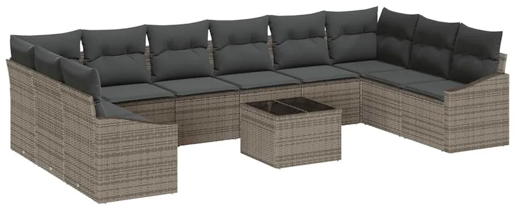 vidaXL Σετ Καναπέ με μαξιλάρι 11 pcs Γκρι συνθετικό ρατάν