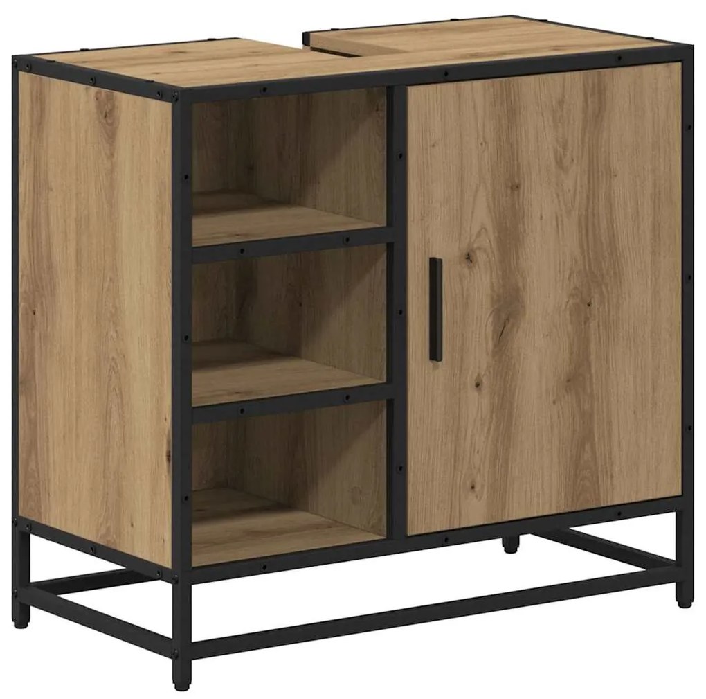 vidaXL Ντουλάπα Νιπτήρα Mπάνιου με ράφι artisan δρυς 65 x 33 x 60 εκ