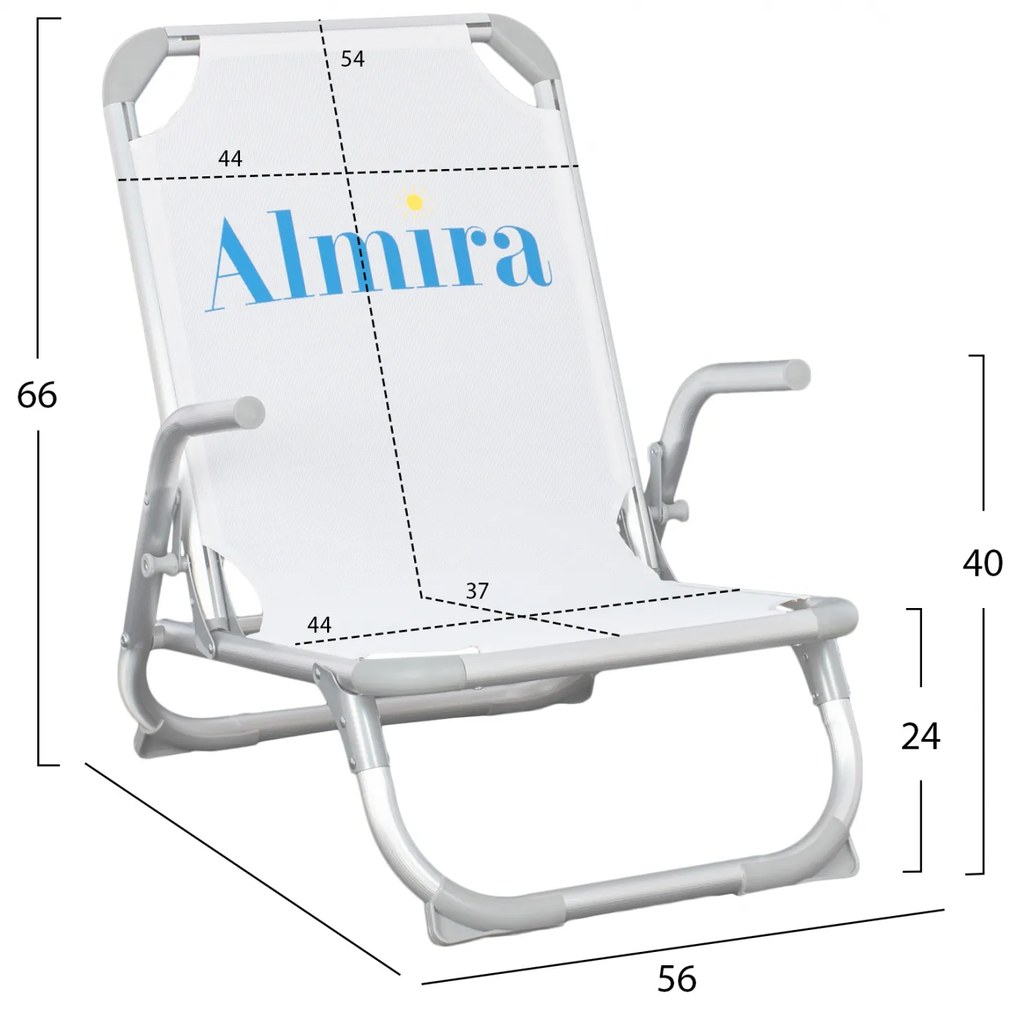 ΚΑΡΕΚΛΑΚΙ ΠΑΡΑΛΙΑΣ ΨΗΛΗ ΠΛΑΤΗ ALMIRA HM5053.03 ΒΑΡΕΩΣ ΤΥΠΟΥ ΛΕΥΚΟ ΑΛΟΥΜΙΝΙΟΥ 56x70x66 εκ. - 0614028 - HM5053.03