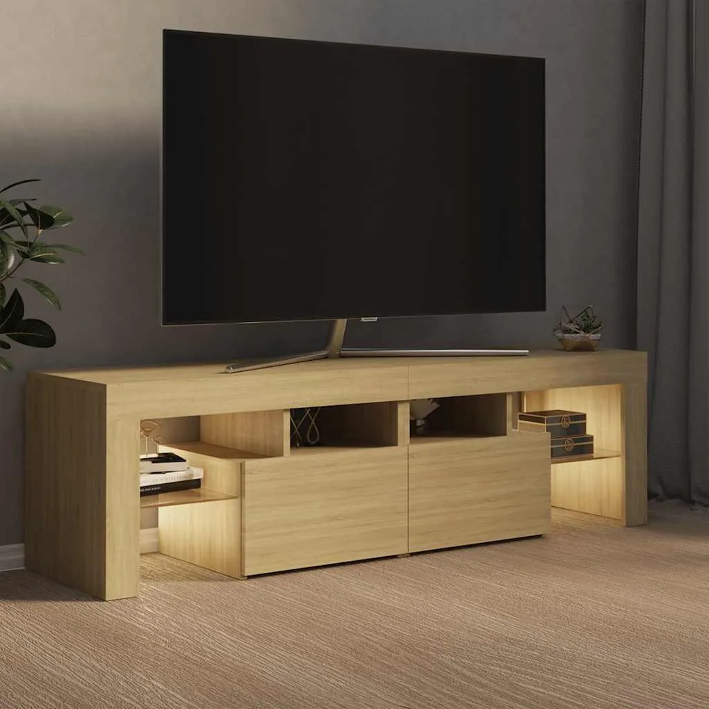 vidaXL Έπιπλο Τηλεόρασης με LED Sonoma Δρυς 140 x 36,5 x 40 εκ.