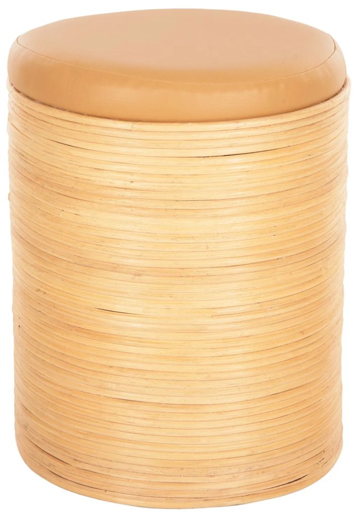 Σκάμπο Mitch Φυσικό Rattan-Καθισμα από PU Μπεζ Φ37x47Yεκ.