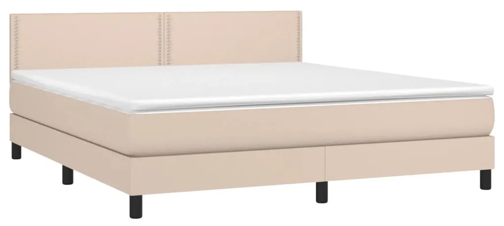 Κρεβάτι Boxspring με Στρώμα Καπουτσίνο 180x200 εκ. Συνθ. Δέρμα - Καφέ