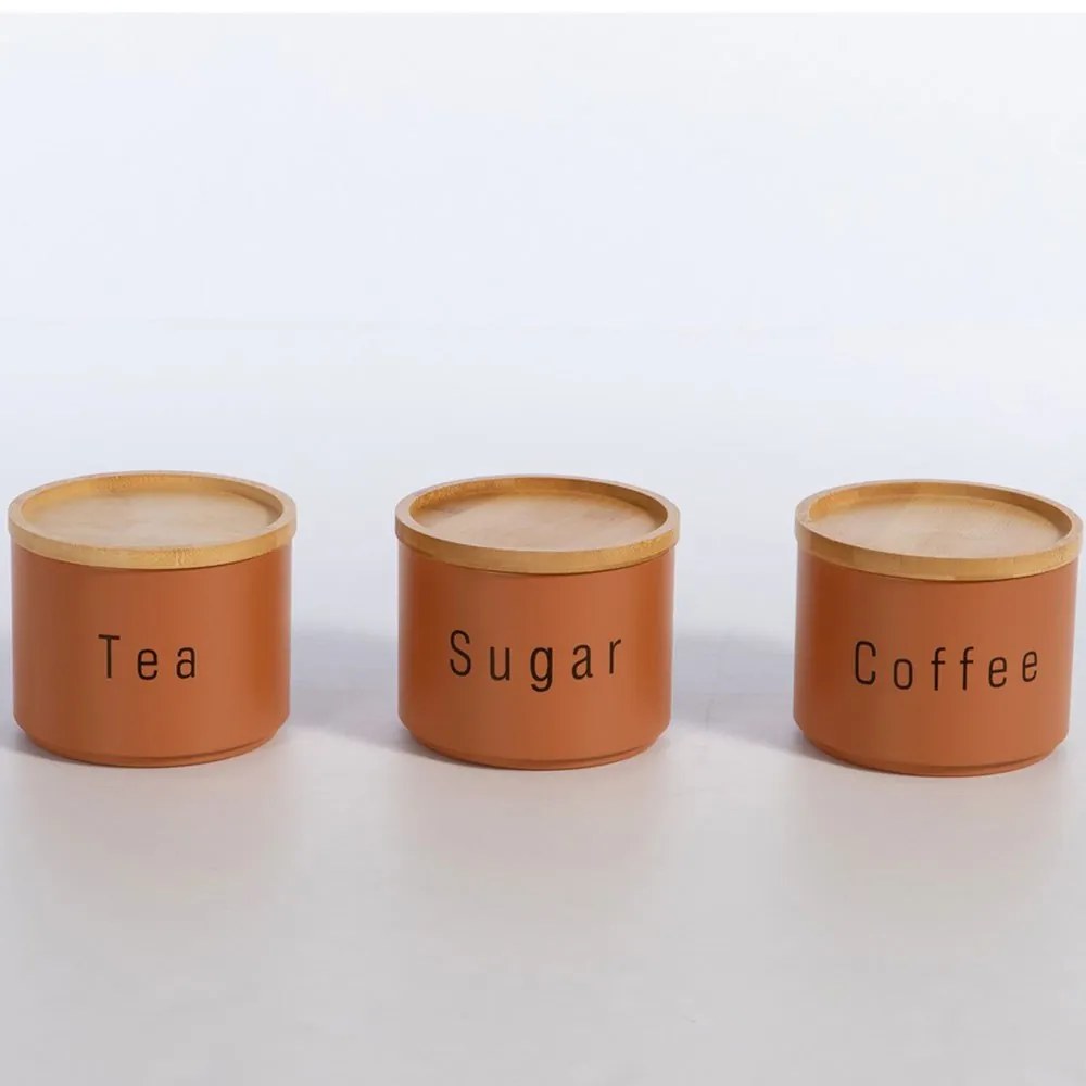 Δοχεία Αποθήκευσης Coffee-Tea-Sugar (Σετ 3τμχ) 12x12x8,8 Terra Nef-Nef Homeware Μέταλλο