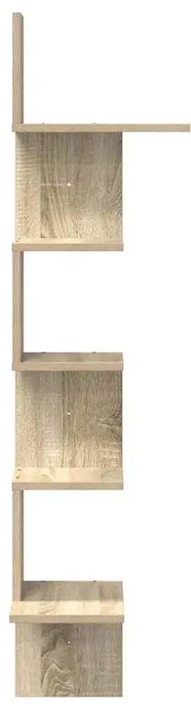 Γωνιακή Ραφιέρα Τοίχου Ξύλο Δρυός 32x32x127,5 εκ. Μοριοσανίδα - Καφέ