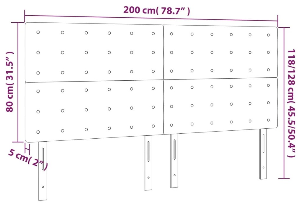 vidaXL Κεφαλάρι Κρεβατιού LED Κρεμ 200x5x118/128 εκ. Υφασμάτινο