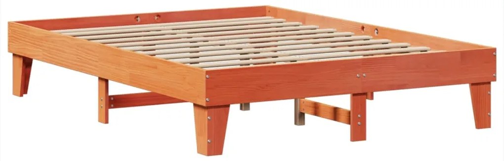 vidaXL Σκελετός Κρεβατιού Χωρίς Στρώμα Καφέ 140x200 Μασίφ Ξύλο Πεύκου