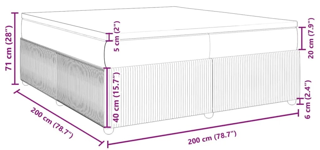 Κρεβάτι Boxspring με Στρώμα Μαύρο 200x200 εκ. Υφασμάτινο - Μαύρο