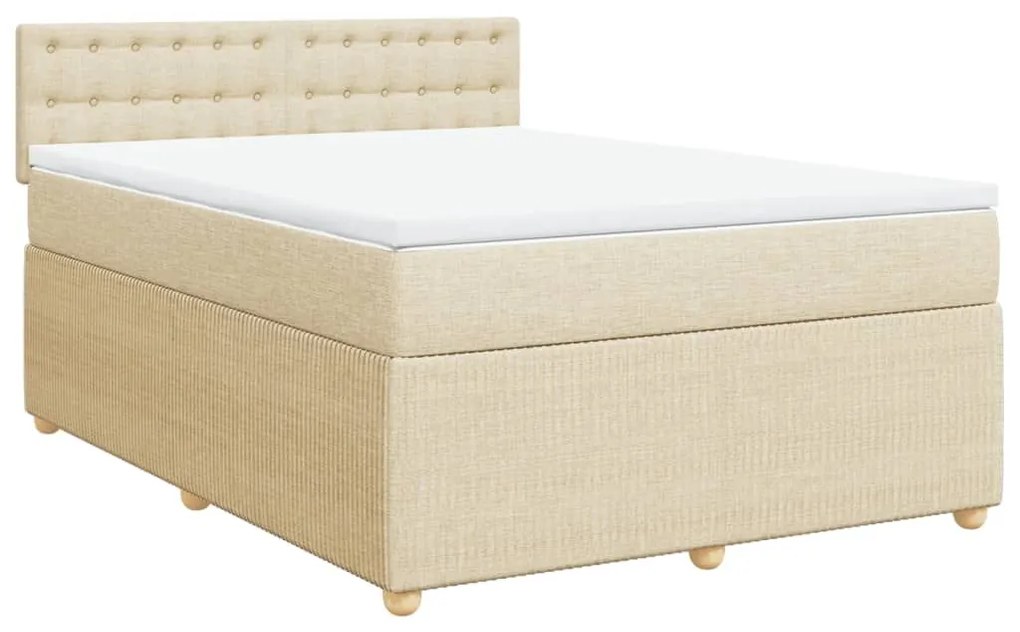 Κρεβάτι Boxspring με Στρώμα Κρεμ 160x200 εκ. Υφασμάτινο - Κρεμ