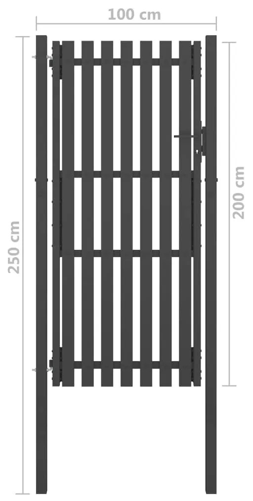 Πόρτα Περίφραξης Κήπου Ανθρακί 1 x 2,5 μ. Ατσάλινη - Ανθρακί
