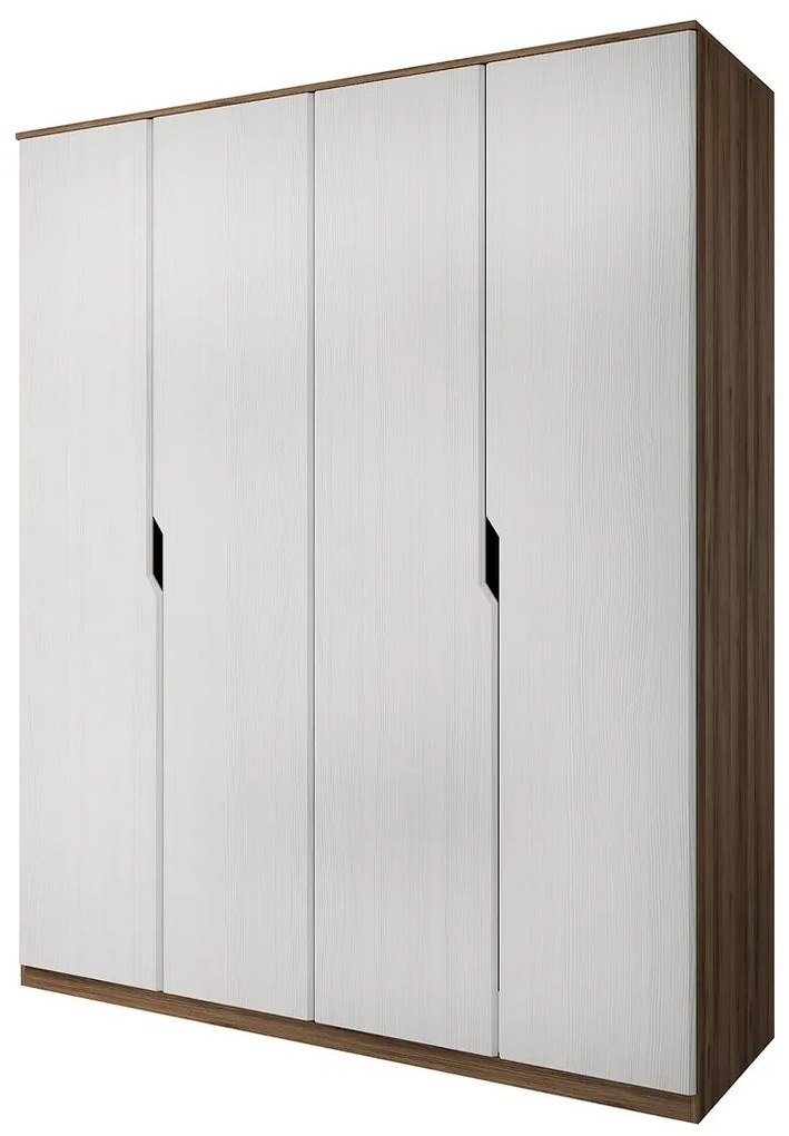 Τετράφυλλη Ντουλάπα Ρούχων NANDA Oak Katania Black/White Gold 217x58x177.6