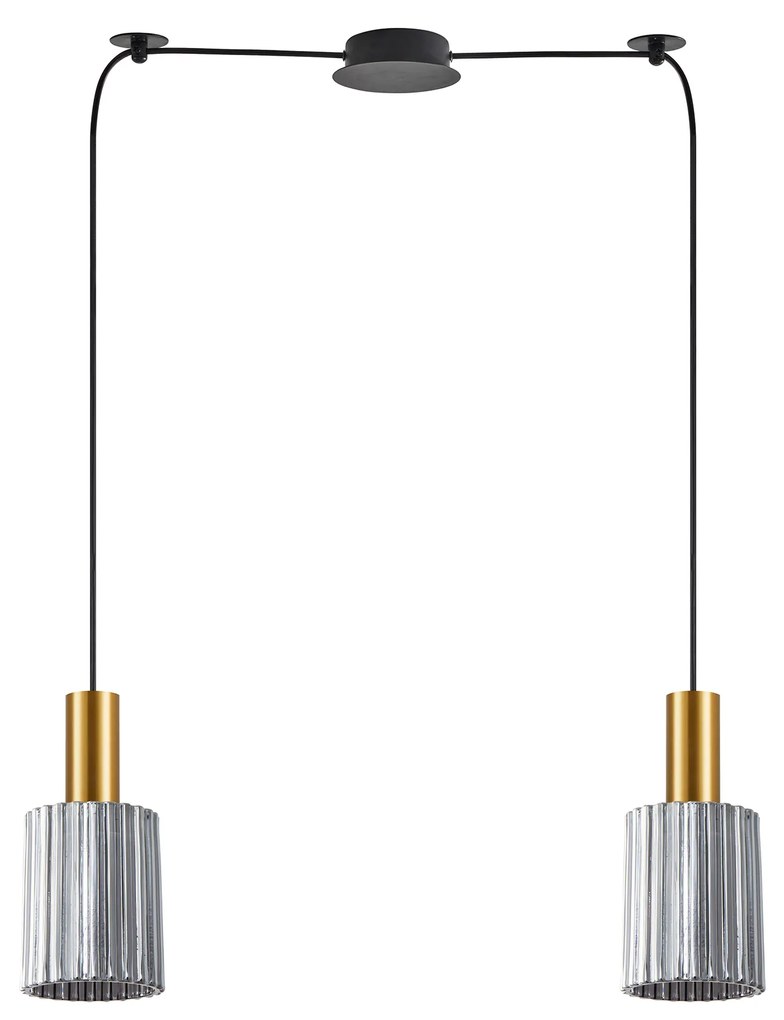 SE21-GM-4-BL2-GL1 ADEPT TUBE Gold Matt Pendant Smoked Glass+