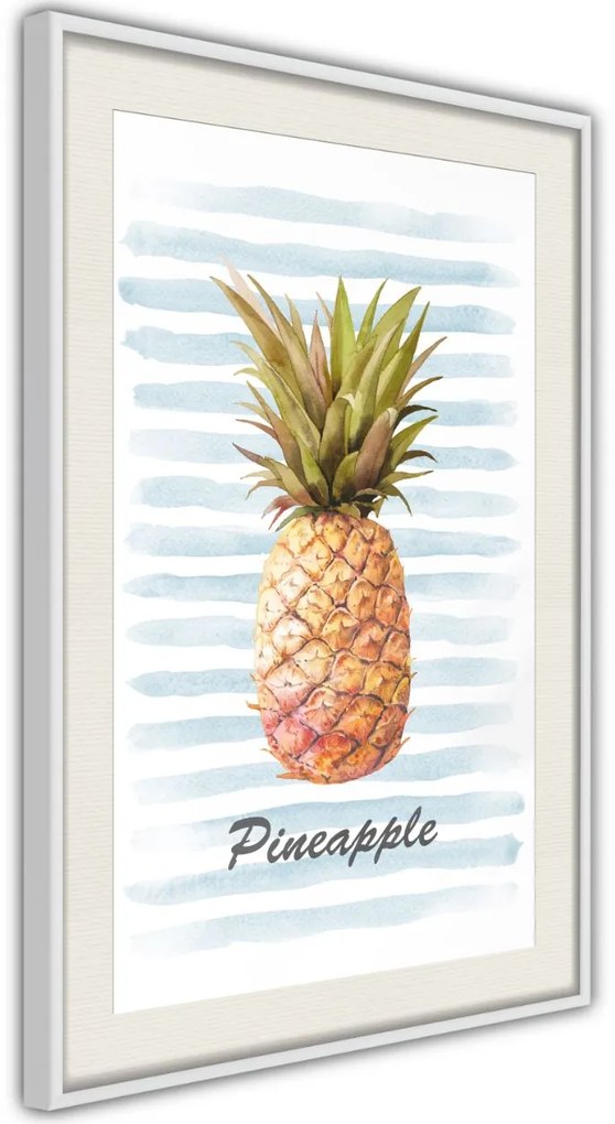 Αφίσα - Pineapple on Striped Background - 20x30 - Χρυσό - Χωρίς πασπαρτού