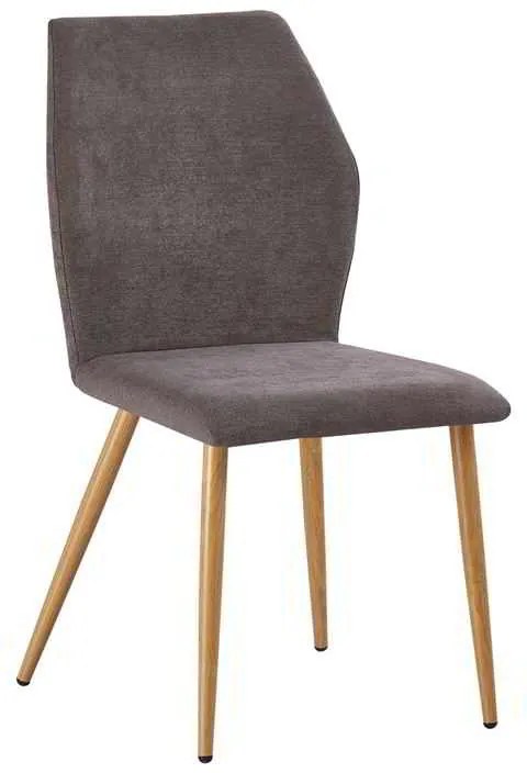 Καρέκλα Μεταλλική LETO Βαφή Φυσικό/Ύφασμα Grey Brown 49x59x90cm (Σετ 4 ΤΕΜ)