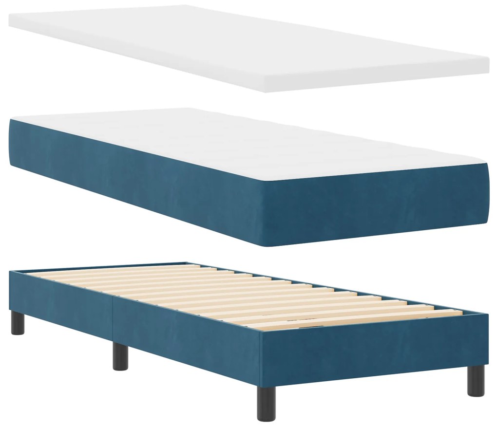 vidaXL Κρεβάτι Box Spring με Στρώμα Δακρύσι Blue 80x200 cm Βελούδο