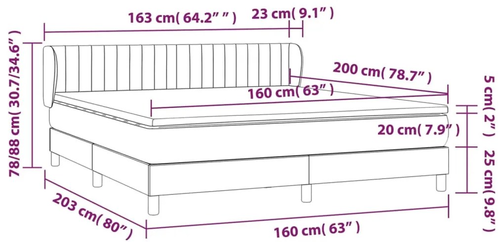 ΚΡΕΒΑΤΙ BOXSPRING ΜΕ ΣΤΡΩΜΑ ΚΡΕΜ 160X200 ΕΚ. ΥΦΑΣΜΑΤΙΝΟ 3126978