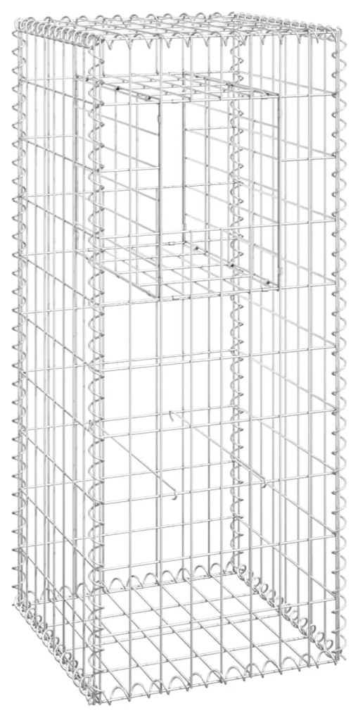 Συρματοκιβώτια Στύλοι 2 τεμ. 40 x 40 x 100 εκ. Σιδερένιοι - Ασήμι