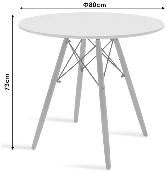 Τραπέζι Julita pakoworld MDF μαύρο-πόδια φυσικό Φ80x73εκ (1 τεμάχια)