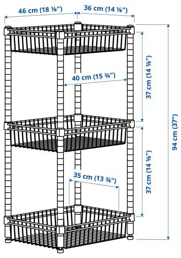 OMAR ραφιέρα με 3 καλάθια, 46x36x94 cm 104.830.74