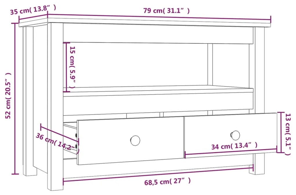 ΈΠΙΠΛΟ ΤΗΛΕΟΡΑΣΗΣ ΜΑΥΡΟ 79X35X52 ΕΚ. ΑΠΟ ΜΑΣΙΦ ΞΥΛΟ ΠΕΥΚΟΥ 821501