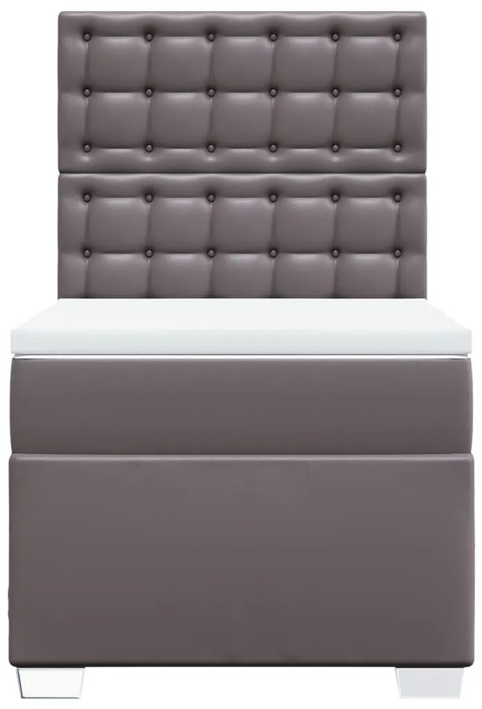 vidaXL Κρεβάτι Boxspring με Στρώμα Γκρι 80 x 200 εκ. Συνθετικό Δέρμα