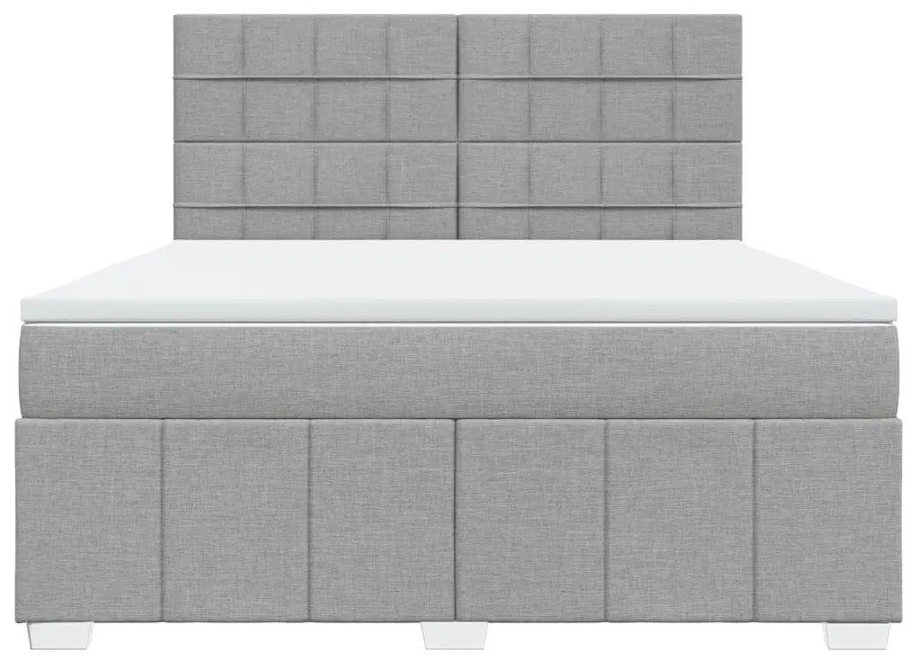 vidaXL Κρεβάτι Boxspring με Στρώμα Ανοιχτό Γκρι 180x200 εκ. Υφασμάτινο