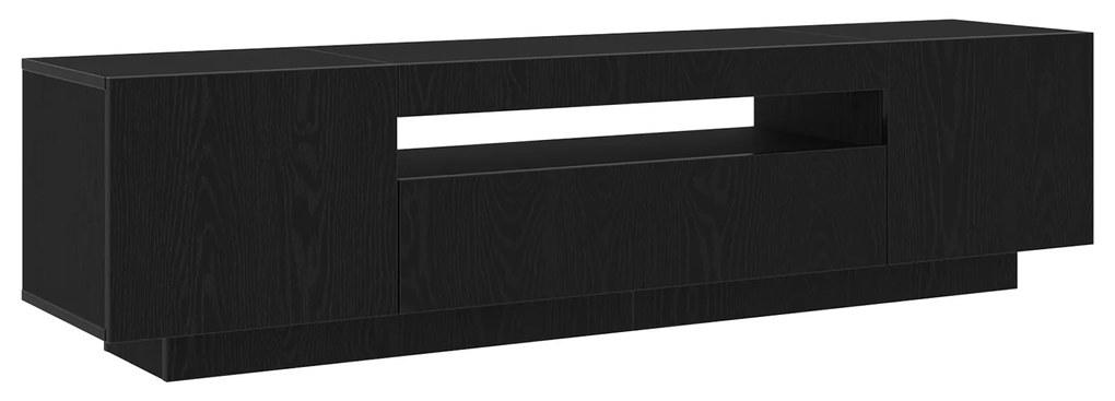 vidaXL Κάδος τηλεόρασης με LED φώτα, Μαύρο Δρυς, 160x35x40 εκ., από επεξεργασμένο ξύλο