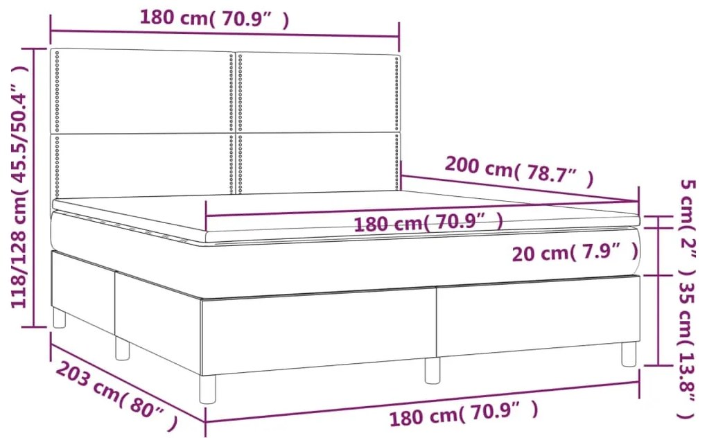 ΚΡΕΒΑΤΙ BOXSPRING ΜΕ ΣΤΡΩΜΑ &amp; LED ΜΑΥΡΟ 180X200 ΕΚ. ΥΦΑΣΜΑΤΙΝΟ 3135375