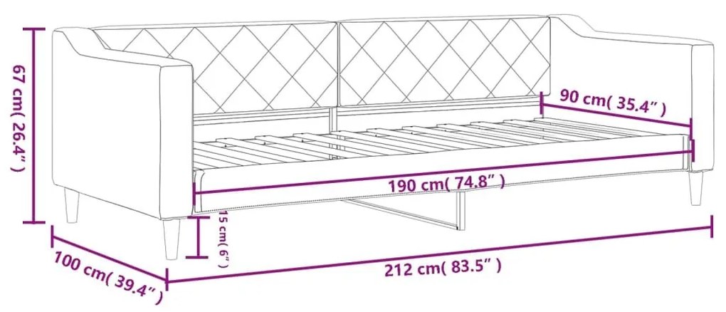 Καναπές Κρεβάτι Ανοιχτό Γκρι 90 x 190 εκ. Υφασμάτινος - Γκρι