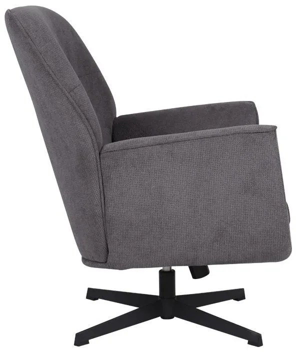 Πολυθρόνα Περιστρεφόμενη Rachel Fylliana με Μαύρη Μεταλλική Βάση και Γκρί Ύφασμα 76x80x91,5 εκ. 76x80x91.5 εκ.