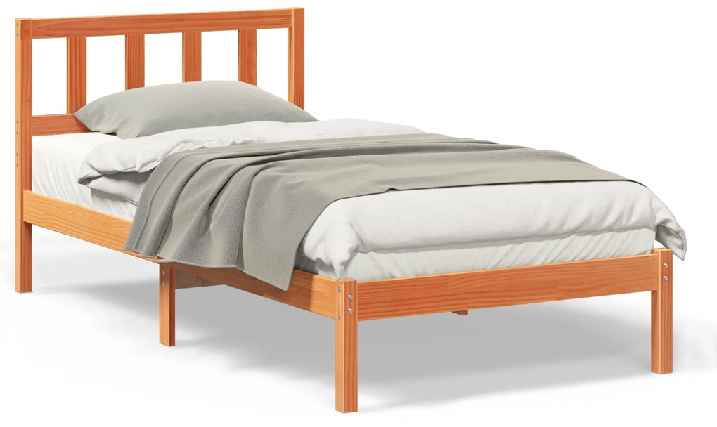vidaXL Σκελετός Κρεβατιού Καφέ κεριού 90 x 190 cm Μασίφ ξύλο πεύκου