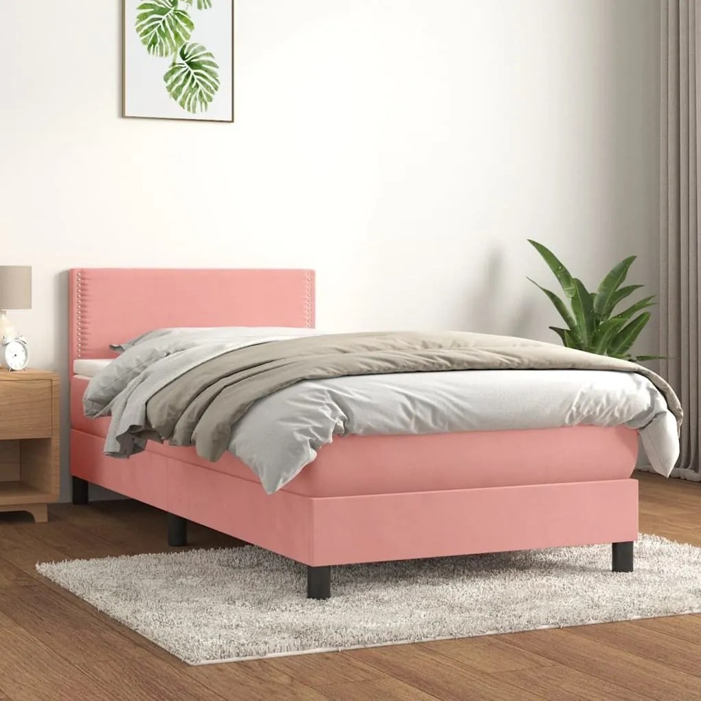 ΚΡΕΒΑΤΙ BOXSPRING ΜΕ ΣΤΡΩΜΑ ΡΟΖ 90X190 ΕΚ. ΒΕΛΟΥΔΙΝΟ 3141220