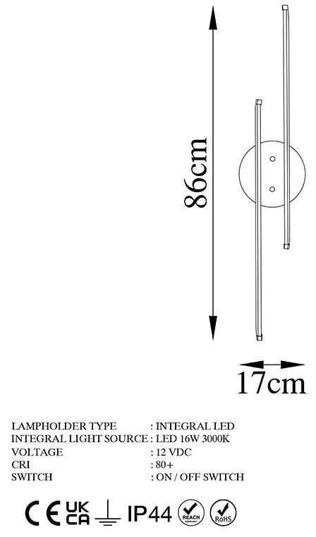 Φωτιστικό τοίχου-απλίκα Expedition pakoworld LED 16W χρυσό 17x5x86εκ