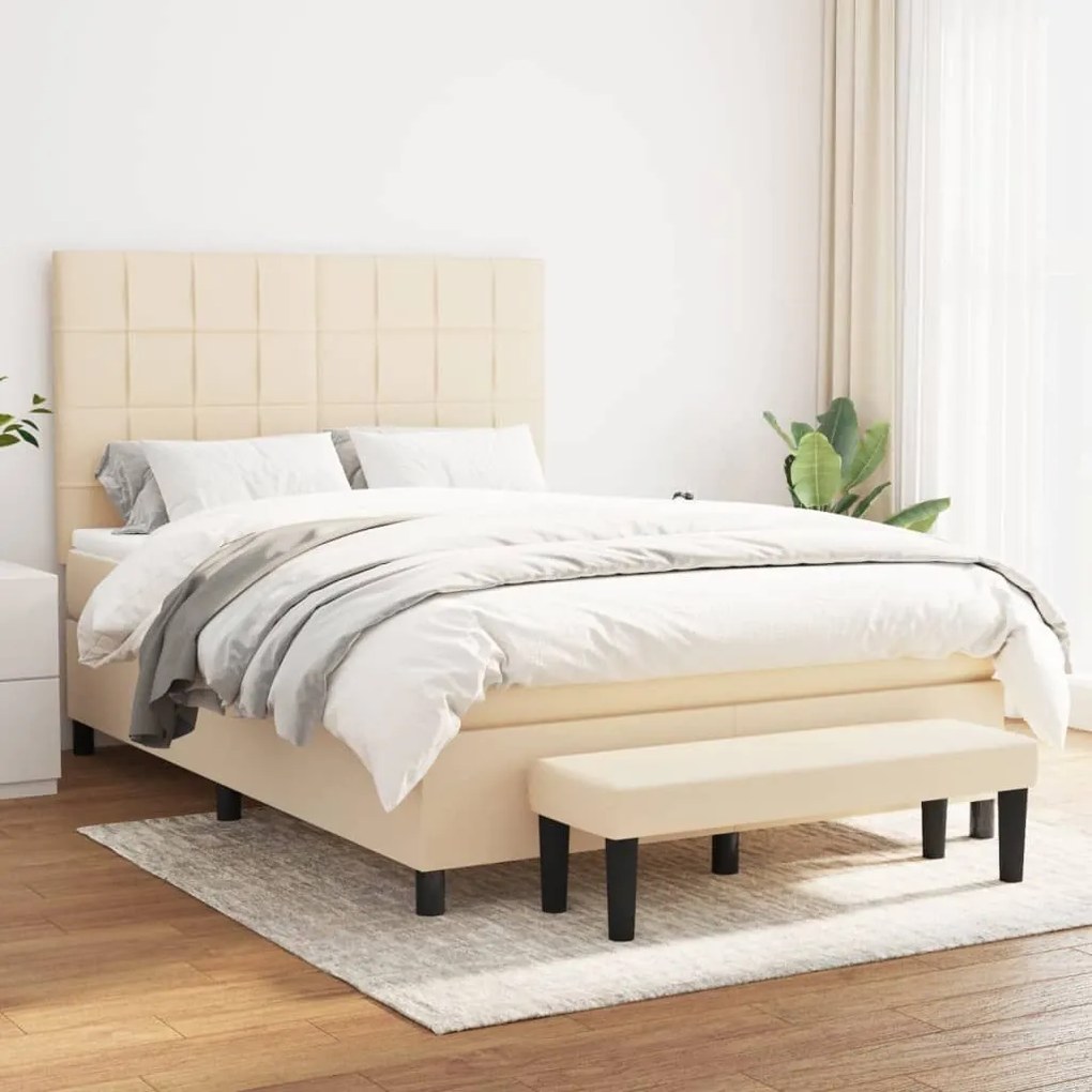 ΚΡΕΒΑΤΙ BOXSPRING ΜΕ ΣΤΡΩΜΑ ΚΡΕΜ 140X200 ΕΚ. ΥΦΑΣΜΑΤΙΝΟ 3136602