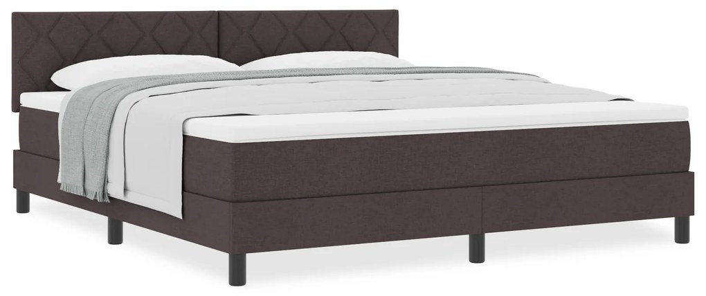 vidaXL Κρεβάτι Κουτιού με Στρώμα Σκούρο Καφέ 180x200 cm Ύφασμα